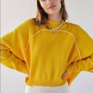 NWT BDG Danica Recycled Sweater Yellow Orange Oversized XS
